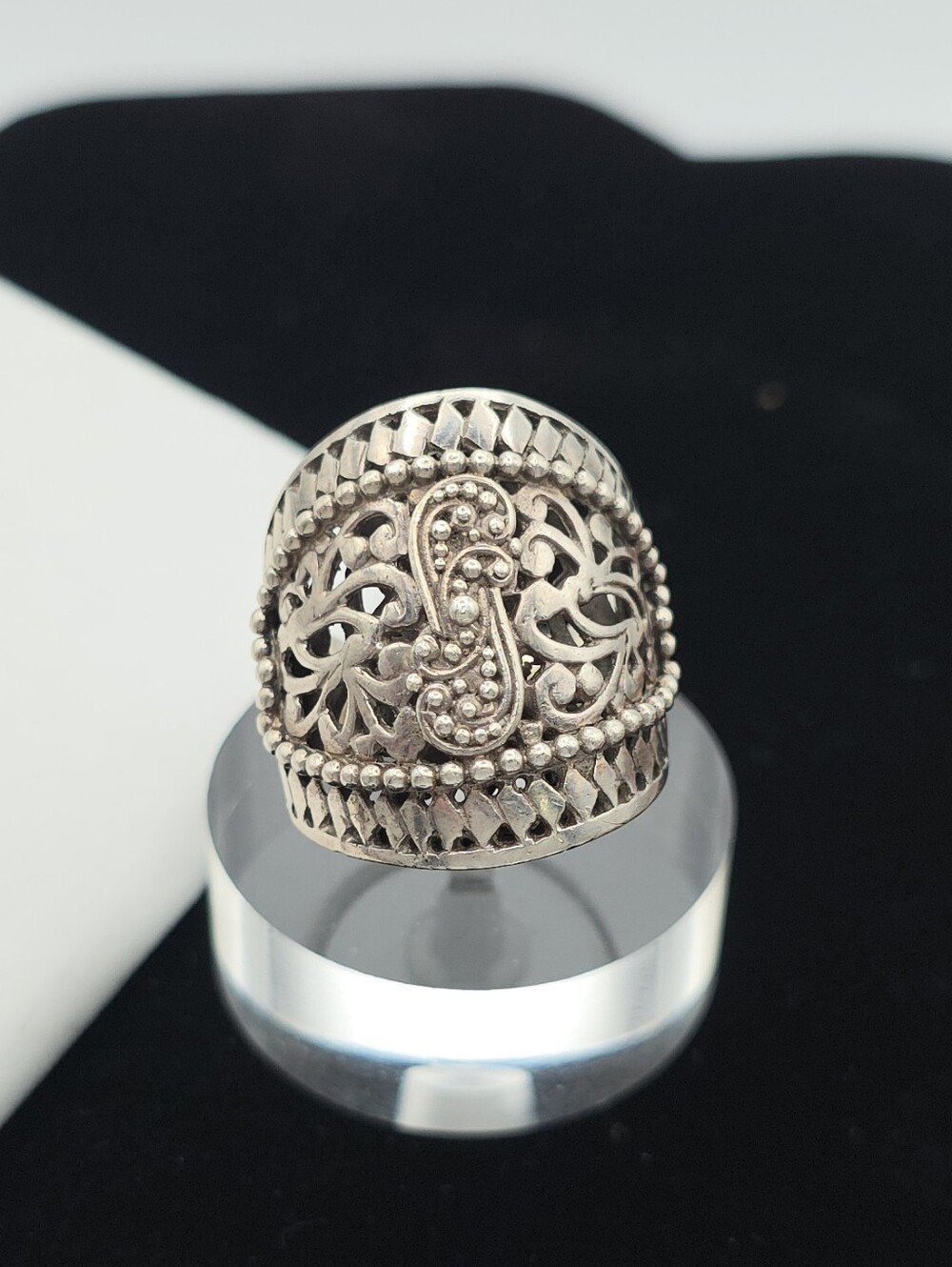 Vintage Sarda 925 Sterling Silver Wide Cigar Band Statement Ring Bali Boho 10